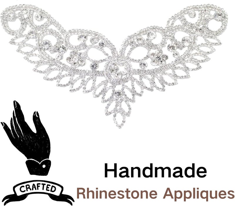 PEARLY JUN Rhinestone Applique Crystal Applique for Hand Sewing Craft Projects DIY Wedding Clothes Shoes Hats Bags (YL00006-silver) - Image 4